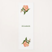 バラピンクと桃の水色の植物 ヨガマット (正面)