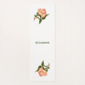 バラピンクと桃の水色の植物 ヨガマット (裏面)