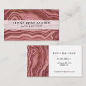 バラピンクと金ゴールドマーブルストーン 名刺 (正面/裏面)