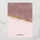 バラピンクと金ゴールド日付の保存結婚式招待状 箔招待状 (裏面)