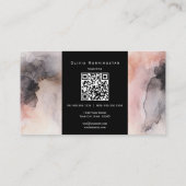 バラピンクと黒のソフトウォーター色QRと写真 名刺 (裏面)