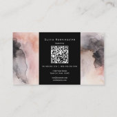 バラピンクと黒のマーリーインクQRと写真 名刺 (裏面)