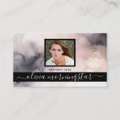 バラピンクと黒のマーリーインクQRと写真 名刺 (正面)