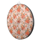 バラピンクのオレンジ色の花結婚柄の春 ダーツボード (正面右)