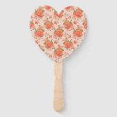 バラピンクのオレンジ色の花結婚柄の春 ハンドファン (裏面)