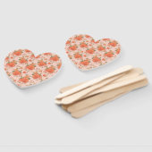バラピンクのオレンジ色の花結婚柄の春 ハンドファン (組立なし)