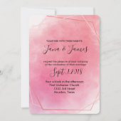 バラピンクのフレーム水の結婚色 招待状 (正面)