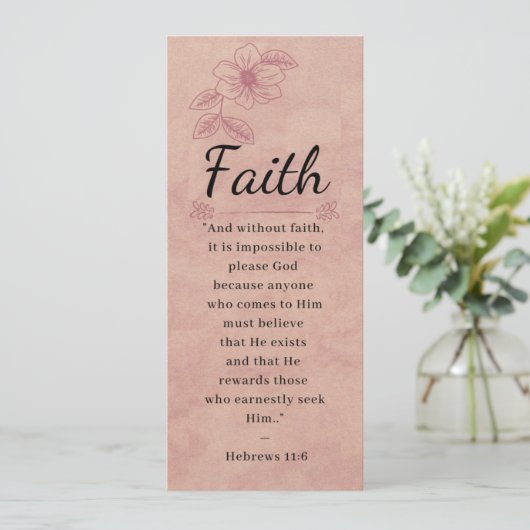 バラピンクのフローラエレガントバイブル – 信仰 – ブックマーク (スタンド正面)