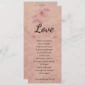 バラピンクのフローラエレガントバイブル – 愛 – ブックマーク (正面/裏面)