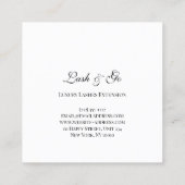 バラピンクのメイクアップアーティストラッシュエクステンション白 スクエア名刺 (裏面)