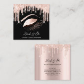 バラピンクのメイクアップアーティストラッシュエクステンションVIP スクエア名刺 (正面/裏面)