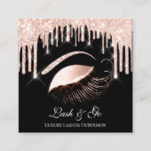 バラピンクのメイクアップアーティストラッシュエクステンションVIP スクエア名刺 (正面)