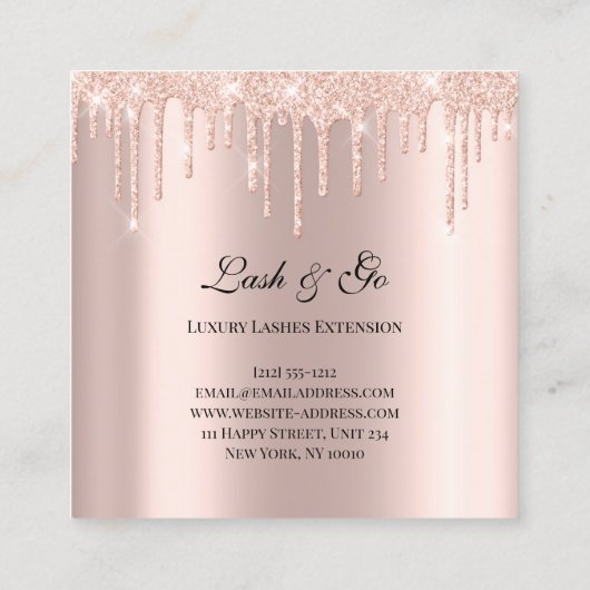 バラピンクのメイクアップアーティストラッシュエクステンションVIP スクエア名刺 (裏面)