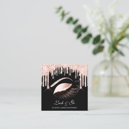 バラピンクのメイクアップアーティストラッシュエクステンションVIP スクエア名刺 (スタンド正面)