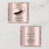 バラピンクのメイクアップアーティストラッズエクステンション枠 スクエア名刺 (正面/裏面)