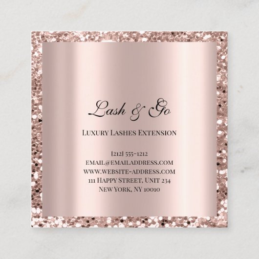 バラピンクのメイクアップアーティストラッズエクステンション枠 スクエア名刺 (裏面)