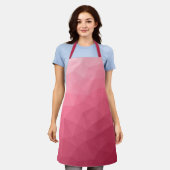 バラピンクのライトグラディエントのジオメトリメッシュパターン エプロン (着用した状態)