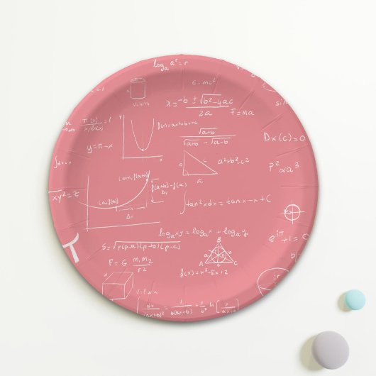 バラピンクの数式と数式 ペーパープレート