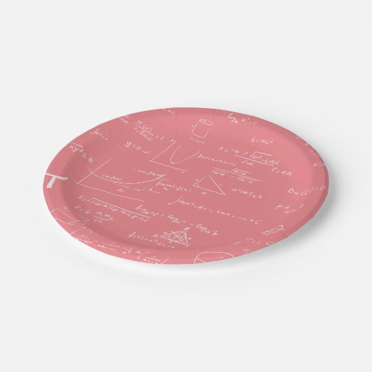 バラピンクの数式と数式 ペーパープレート (アングル)