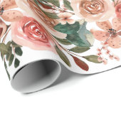 バラピンクの水色のブライダルシャワー結婚の贈り物 ラッピングペーパー (ロールコーナー)