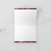 バラピンクの熱帯のヤシの葉のパターンのスクリプト名 サンキューカード (内部)