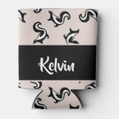 バラピンクの白黒のスカンク 缶クーラー (正面)