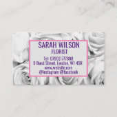 バラピンクの花束ブーケ、背景ブシン 名刺 (正面)