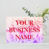 バラピンクの花束ブーケ、背景 シーズンカード (スタンド正面)