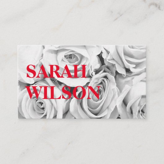 バラピンクの花束ブーケ、背景 名刺 (正面)