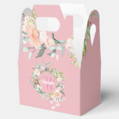 バラピンクの花柄ガーリーなスクリプトモノグラム フェイバーボックス (オープン)