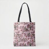バラピンクの鳥と桜 トートバッグ (正面)