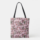 バラピンクの鳥と桜 トートバッグ (裏面)
