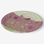 バラピンクアンドブルゴーニュフローラ ペーパープレート (アングル)