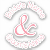 バラピンクイエレガントリーフレット新郎新婦結婚ズ シール (正面)