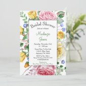バラピンクイエローフローラブライダルシャワー招待 招待状 (スタンド正面)