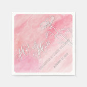 バラピンクウォーターカラーポピー結婚ズのナプキン スタンダードカクテルナプキン (正面)