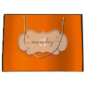 バラピンクオレンジ王室のモノグラム名ブライダル ラージペーパーバッグ (正面)