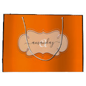 バラピンクオレンジ王室のモノグラム名ブライダル ラージペーパーバッグ (裏面)