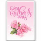 バラピンクカーネーション | HAPPY MOTHER'S DAYステッカー シール (正面)