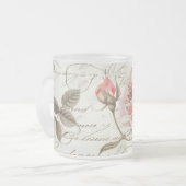 バラピンクガラスカップ フロストグラスマグカップ (正面左)