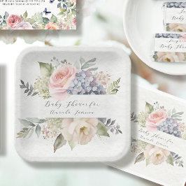 バラピンクガーデンスイートバタフライベビーガールシャワー ペーパープレート