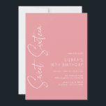 バラピンクガーリーSweet sixteenスクリプト16誕生日 招待状<br><div class="desc">甘モダンい16招待状と手書きスクリプトフォント。赤面ピンク色と白フォント。</div>