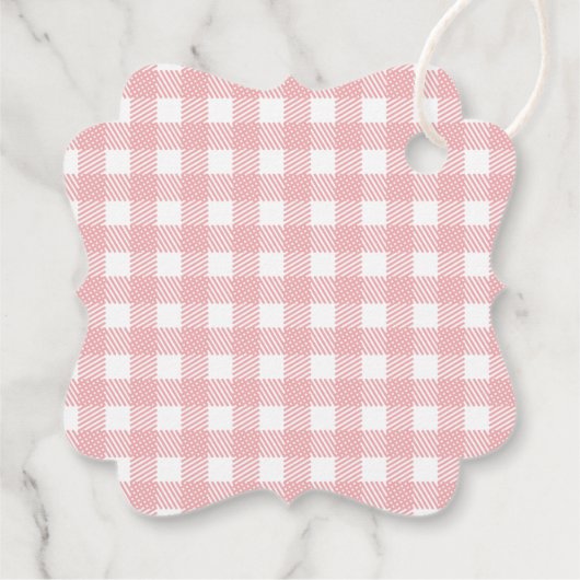 バラピンクギンガムプレイドベビーQシャワーサンキュー フェイバータグ (裏面)