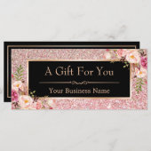 バラピンクグリッターフローラギフト証明書カード (正面/裏面)