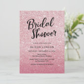 バラピンクグリッターブライダルシャワー招待 招待状 (スタンド正面)