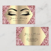 バラピンクグリッターメイクアップアーティストラッズアポイントメント 名刺 (正面/裏面)