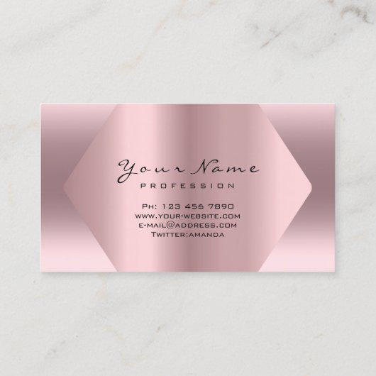 バラピンクグリッターメイクアップアーティストラッズスタジオ 名刺 (裏面)