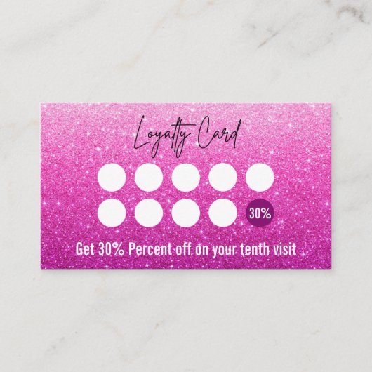 バラピンクグリッターラッグラデーションシュ技術者 ロイヤリティカード (正面)