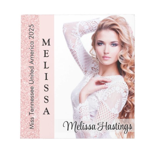 バラピンクグリッツPageantオートグラフスモールメモ帳 ノートパッド (正面)