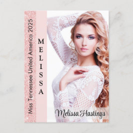 バラピンクグリッツPageantオートグラフフォトカード ポストカード